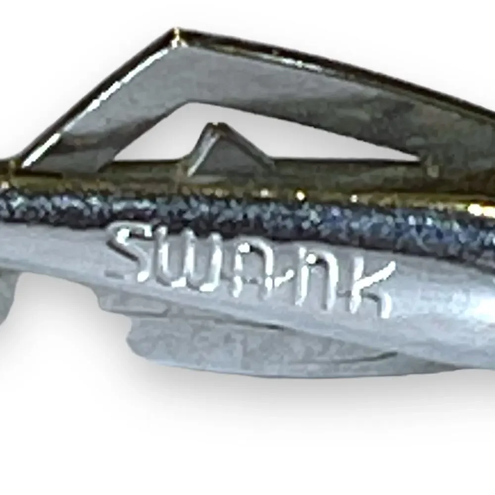 VTG Swank Cufflinks and Tie Bar Silver Tone Blue Glass Art Deco MCM Set Signed
